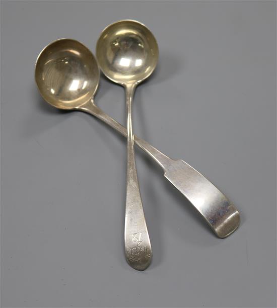 A mid 19th century Scottish provincial silver toddly ladle, James Sturrock, Montrose and one other toddy ladle, maker LA,